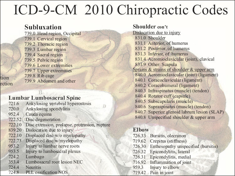 Chiropractic ICD 9 Coding Chart
